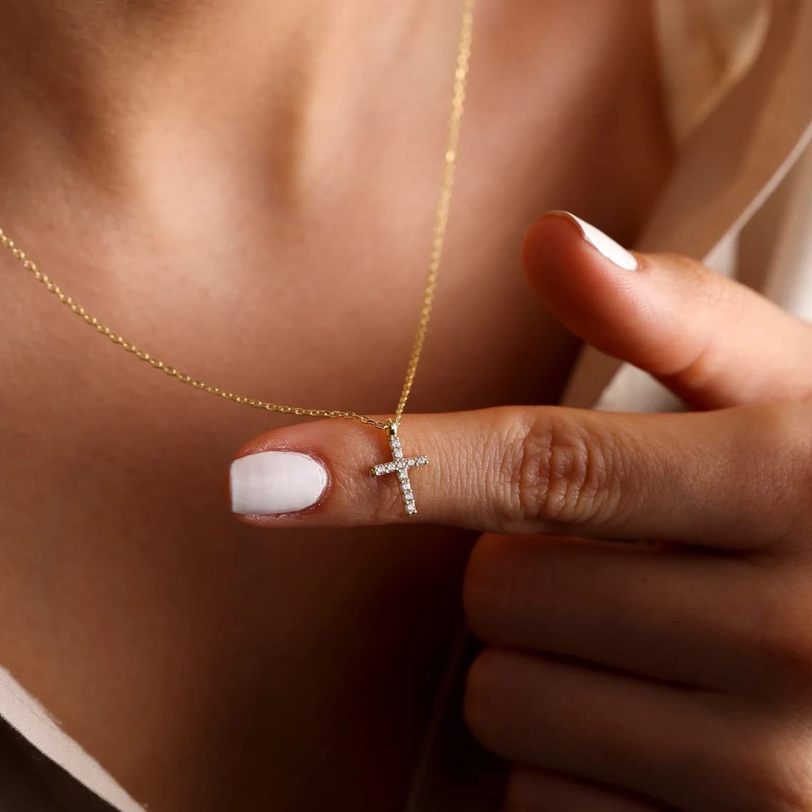 VENOCO Cross Dainty Gold Plated Necklace
