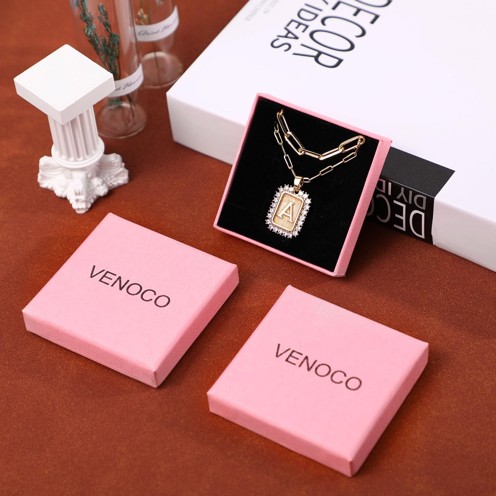 VENOCO Double-Layer Combination Initial Necklace