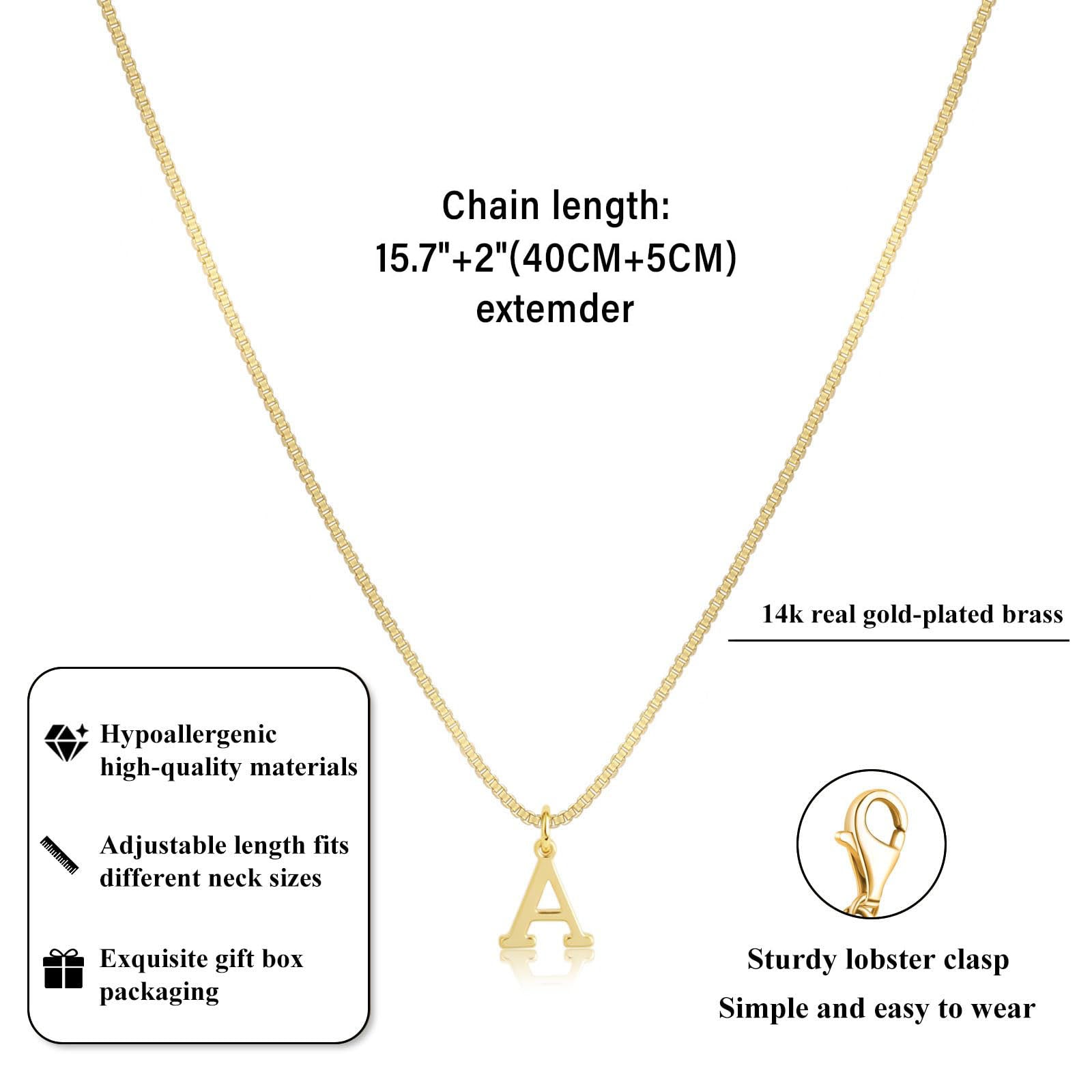 VENOCO Gold initial Dainty Necklace