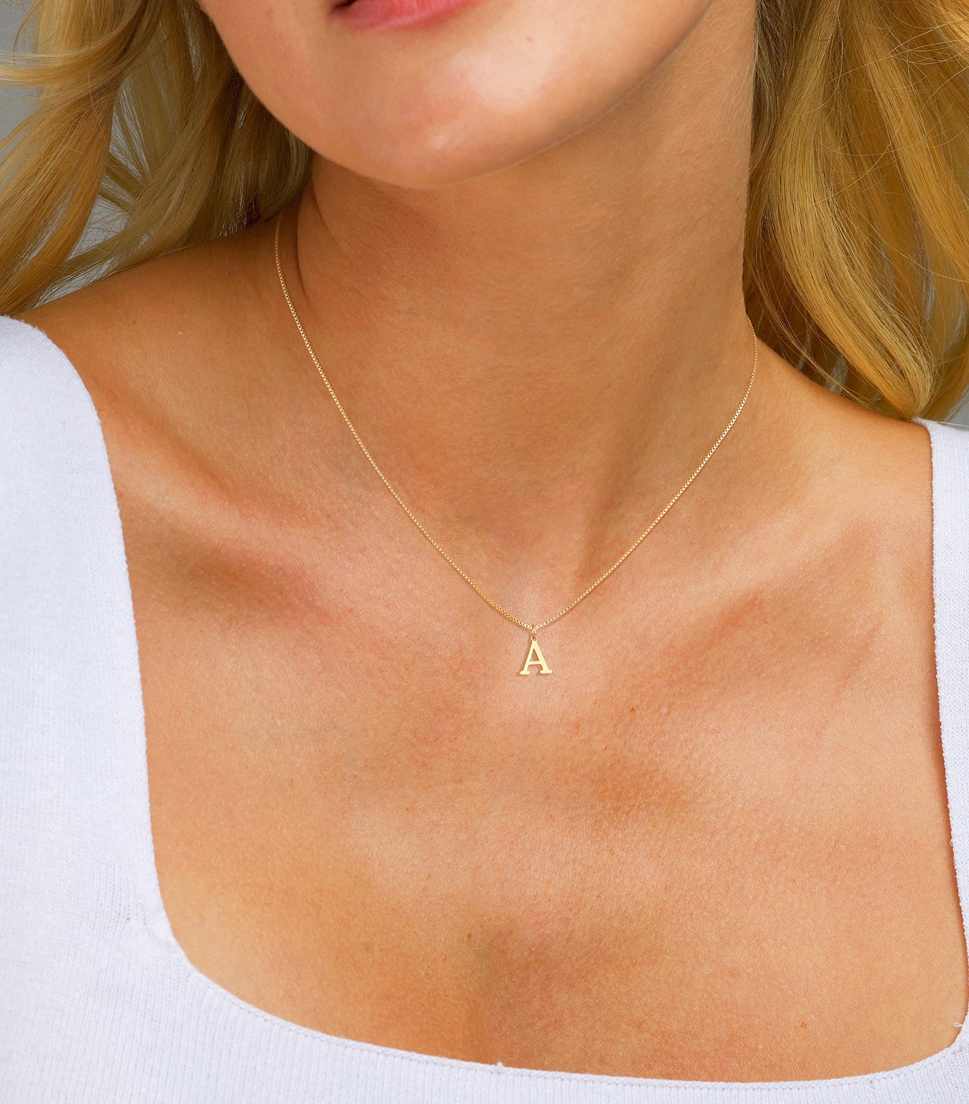 VENOCO Gold initial Dainty Necklace