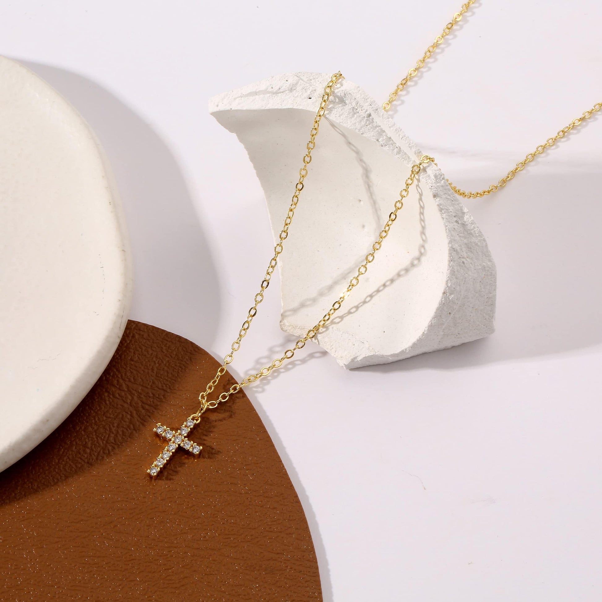 VENOCO Cross Dainty Gold Plated Necklace