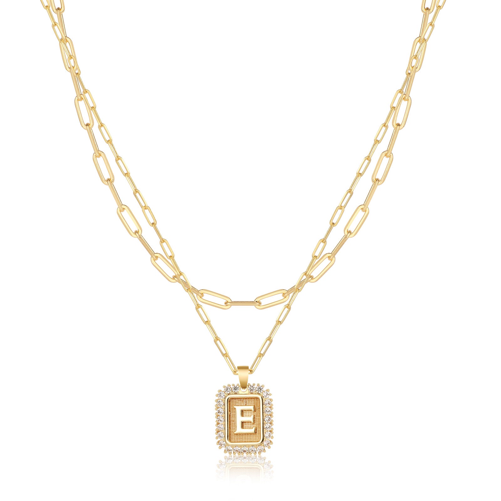 VENOCO Double-Layer Combination Initial Necklace