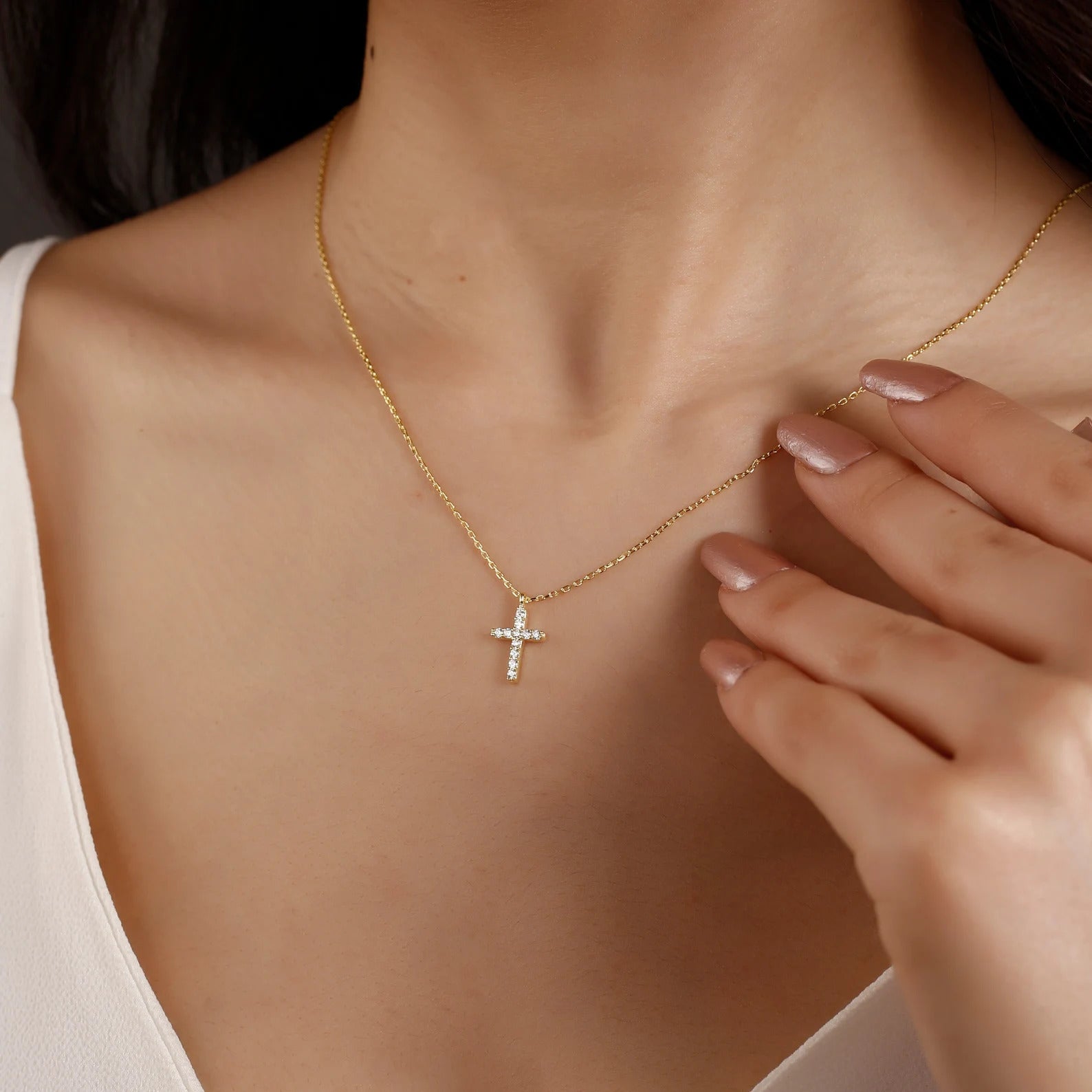 VENOCO Cross Dainty Gold Plated Necklace