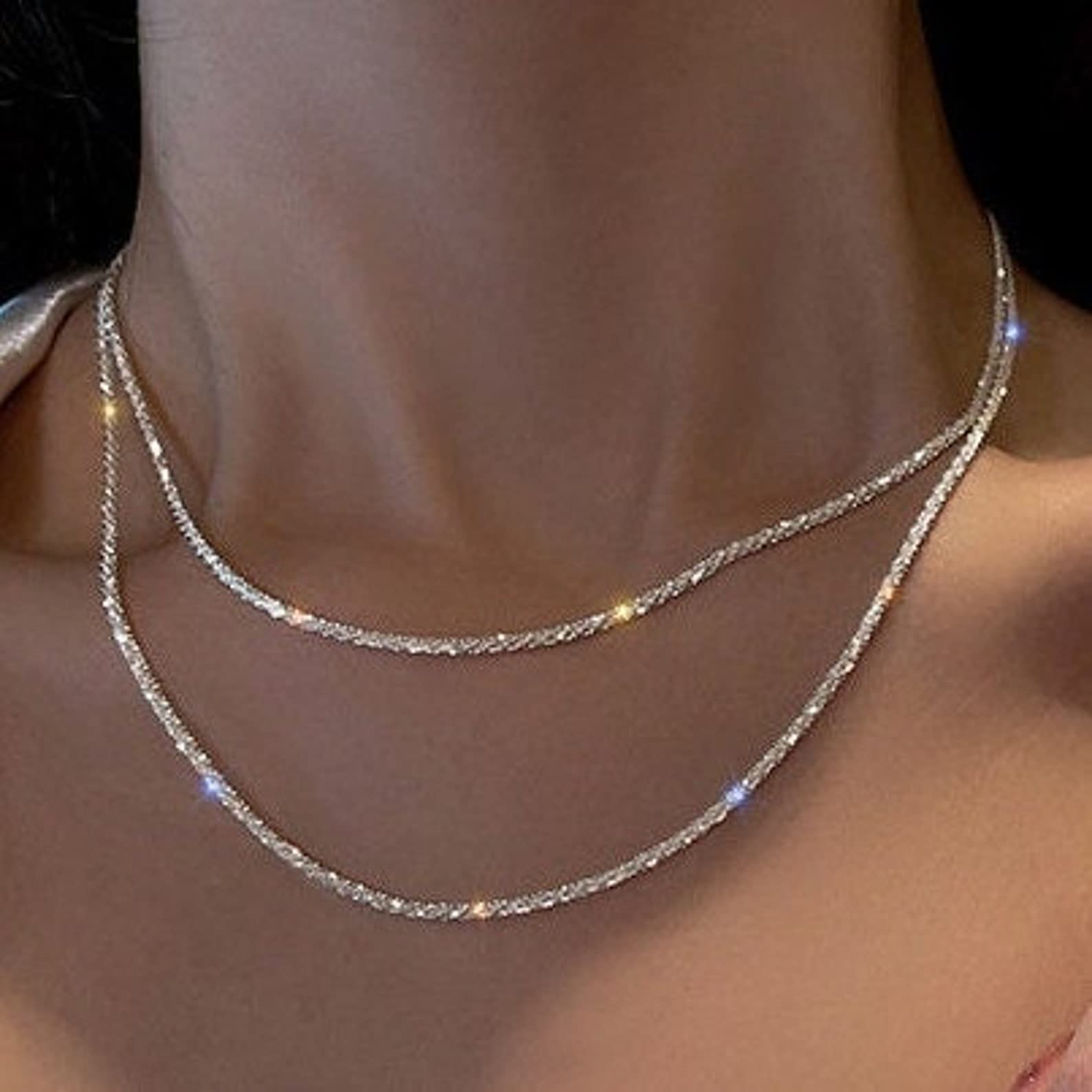 VENOCO Luxury Sparkling Layered Necklace