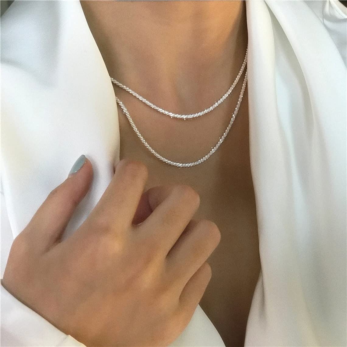 VENOCO Luxury Sparkling Layered Necklace